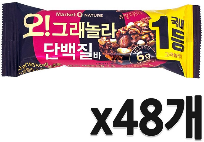 오리온 오!그래놀라 단백질바 리얼초콜릿맛 40g, 480g, 4개
