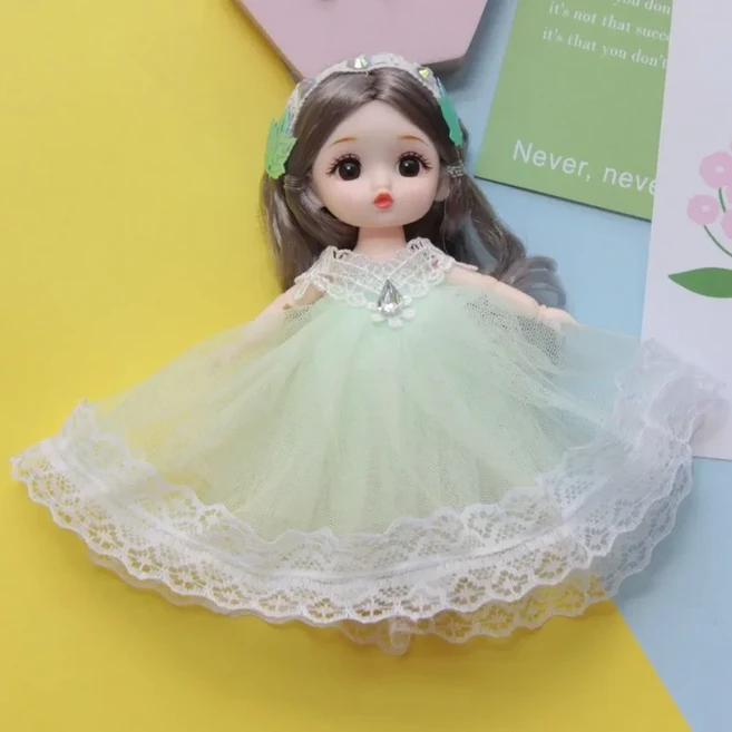 16cm 큰 눈 공주 BJD 인형 움직이는 메이크업 룩 16cm BJD 인형 달콤한 고급 옷 13개의 움직이는 관절 미, 13개의 링 펜던트 라이트