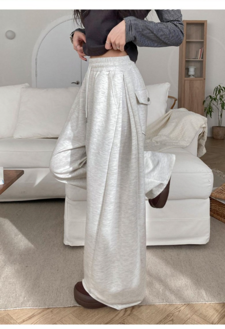 부기샵 페일 사이드핀턱 여성 와이드 트레이닝팬츠