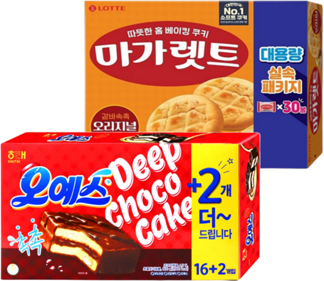 해태 오예스 대용량 + 롯데 마가렛트 대용량, 1세트, 1.2kg