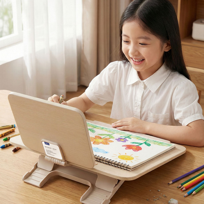 2단 독서대 각도조절 필기용 흔들림 없는 튼튼한 어린이 학생 공부용 책받침대 공시생 대형 초등 자세교정, 화이트