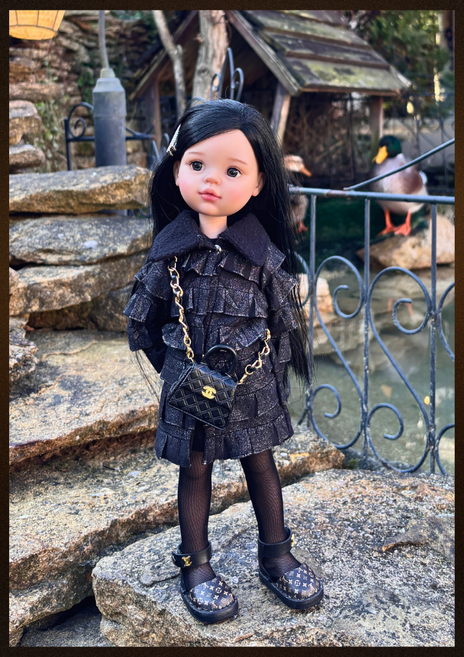 파올라레이나32cm USD26cm 도리스돌30cm ( 블랙 글리터 프릴 카라코트 ) bjd 구체관절 인형옷 <완제품>, 1개, 도리스돌 30cm