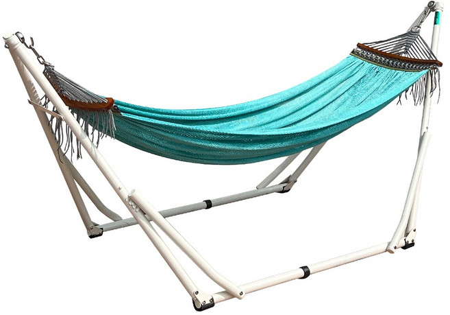 디어캠프 가정용 감성캠핑 해먹 그네 풀패키지 접이식 스탠딩, 민트블루