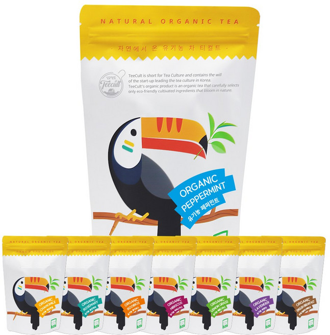 티컬트 유기농 생분해성 허브차 25티백 8종 모음, 유기농 레몬그라스, 25개입