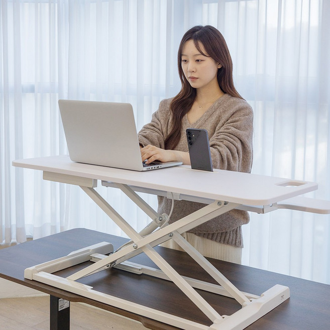 롱코 모션데스크 스탠딩 높이조절 책상 스탠드 책상 거치형 950, 블랙