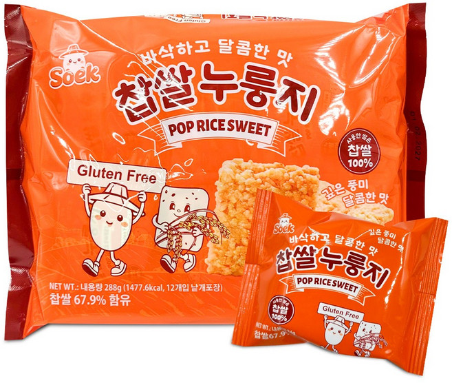 찹쌀 누룽지 바삭하고 달콤한 맛 288g 추억의과자, 1개