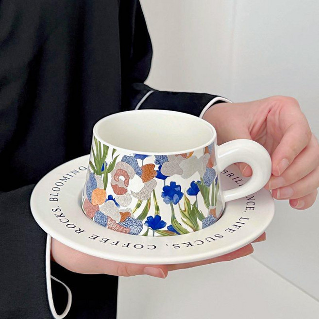 POPSONIC빈티지세라믹커피잔, 흰색, 1개