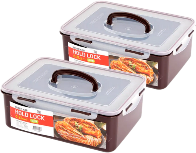 몸통튼튼 김장 김치통 홀드락 초코색 6.2 리터, 2개, 6.2리터