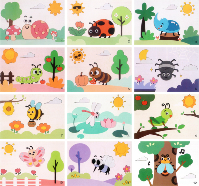 유아 만들기 eva 스티커놀이 세트, 곤충 12종 set, 1개