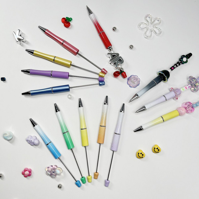 볼꾸 볼펜 꾸미기 펜꾸 비즈 볼꾸펜 만들기 세트 키트 DIY 파츠 재료 펜꾸미기, 1개, 펄그라데이션 블루