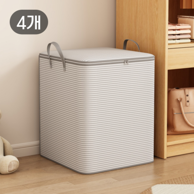 워너픽 대용량 패브릭 이불 정리함, 4개, 그레이