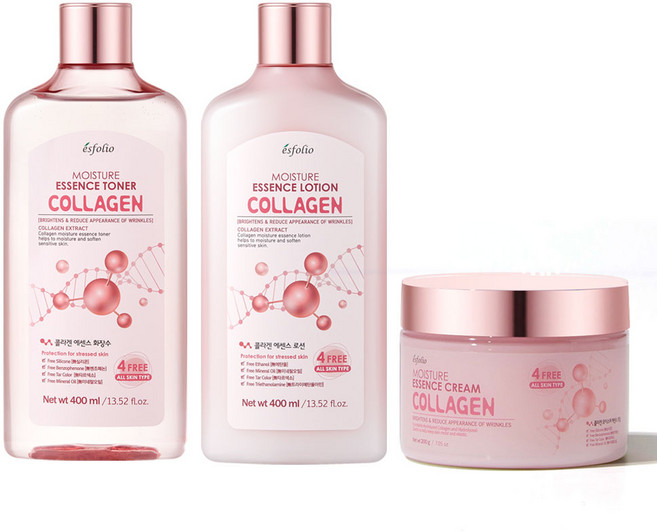 에스폴리오 콜라겐 기초 3종세트 토너+로션+크림 / 미백 주름개선 고보습 탄력 영양, 1세트