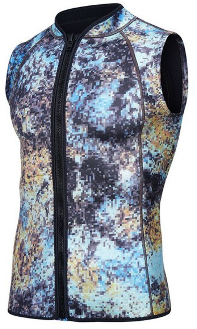 웻슈트 상의 네오프렌 다이빙 탱크 탑 카모 수중 사냥 따뜻한 서핑 수영 민소매 스포츠 3mm, 01 3mm Camo Tank Top_05 XXL