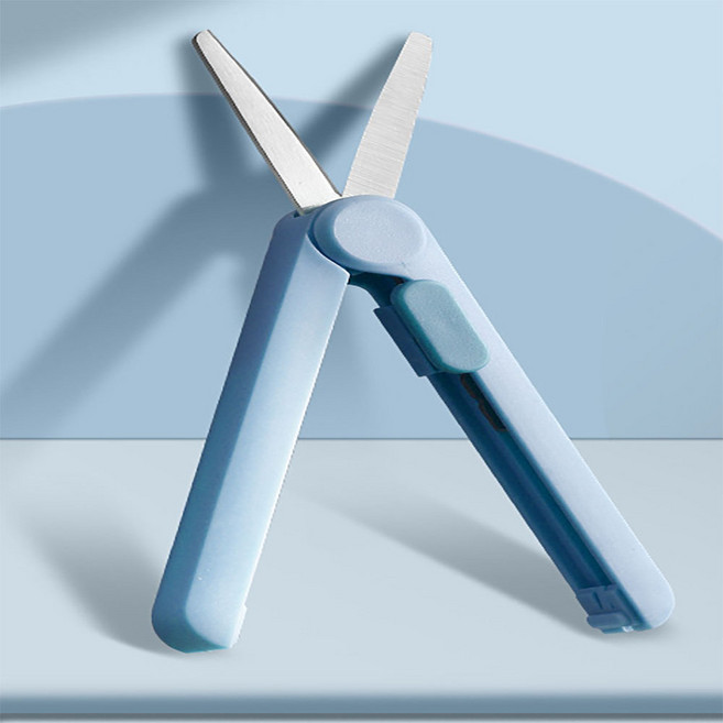 휴대용 멀티가위 접이식 컷터 칼 겸용 미니가위, 1개, 블루