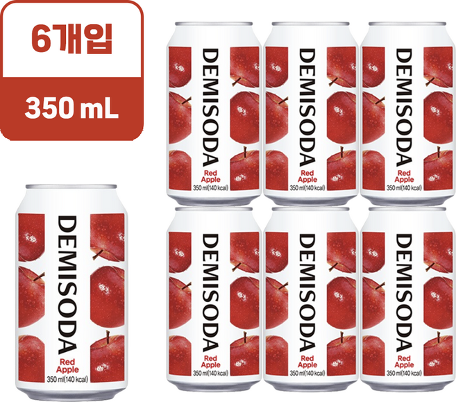 데미소다 레드애플, 6개, 350ml