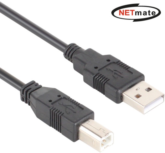 강원전자 넷메이트 NMC-UB220BK USB2.0 A-B 케이블 2m (블랙), 1개