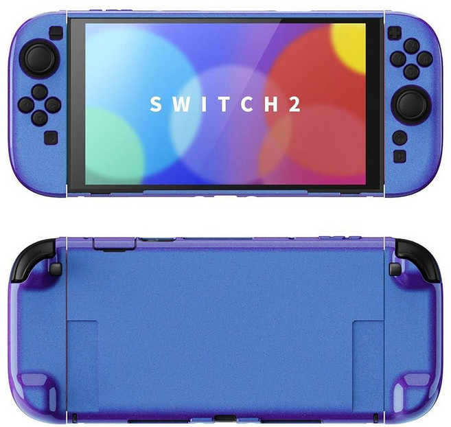 PlayVital Hard Case for Nintendo Switch 2 with Extra Stand & Thumb Grip Caps | Split Design Docka, 카멜레온 퍼플 블루