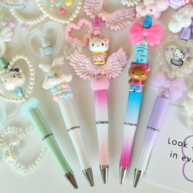 핑크젤리 비즈 볼펜 꾸미기 DIY 학생 사무용 동대문 볼꾸 재료, 5세트, 볼꾸5종DIY