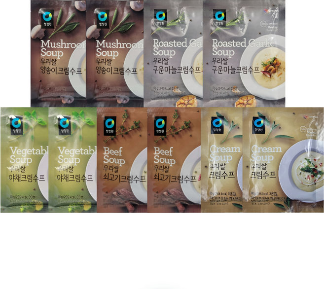 청정원 우리쌀수프 5종 (크림 구운마늘 쇠고기 양송이 야채), 3세트, 600g