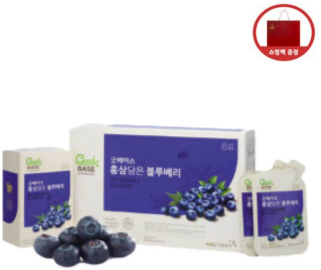 정관장 굿베이스 홍삼담은 블루베리 50mlx30포 쇼핑백 포함 추석 선물 세트 홍삼 블루베리 즙 추천, 50ml, 30개