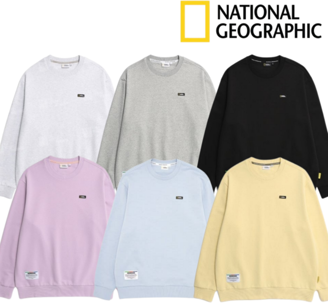(국내매장판 A/S 가능) 내셔널지오그래픽 N231USW910/010 베이직 스몰 로고 맨투맨 티셔츠 남녀공용