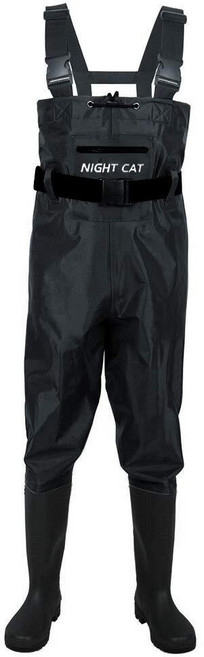 Night Cat 남성용 여성용 낚시 웨이더 방수 사냥 가슴 웨이더 부츠풋 벨트 포함 통기성 경량 사이즈 25.5~35.6cm(6~14인치), Black Nylon Pvc Wader