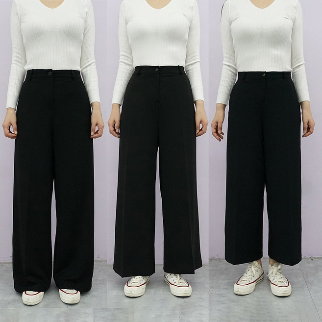 빅걸스토리 여성 빅사이즈 롱/기본/숏 와이드핏 히든밴딩 스판 통바지 슬랙스 사계절가능