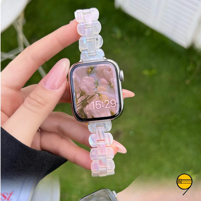 樹脂錶帶 適用 Apple Watch, 杏色錶帶+粉間玫瑰金殼,38mm（1/2/3代）, 1個