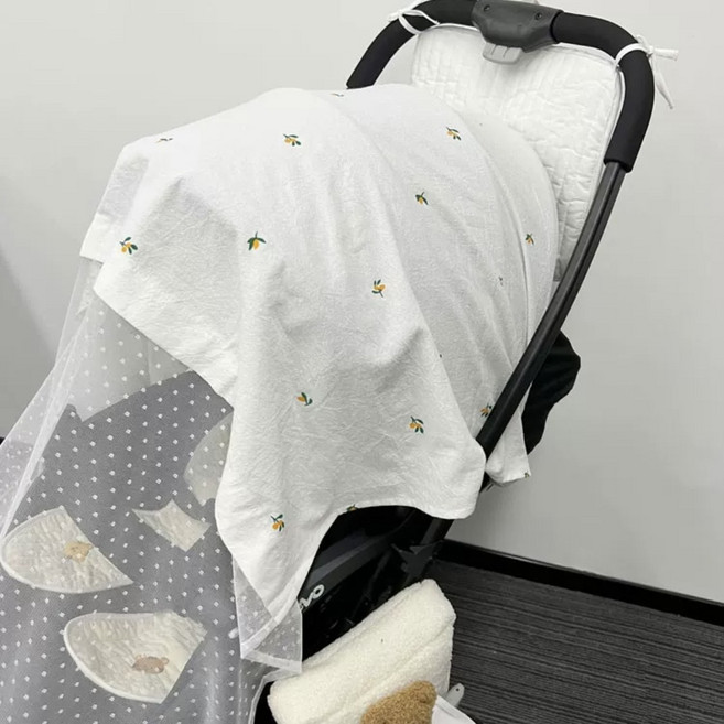 블랙체리 유모차 다용도 순면 레이스 덮개, 올리브, 1개