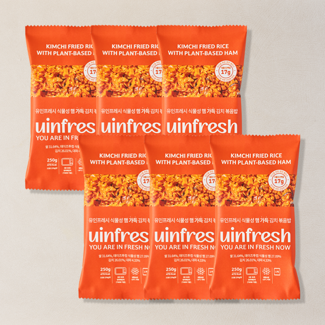 유인프레시 식물성 햄 가득 김치 볶음밥, 250g, 6개