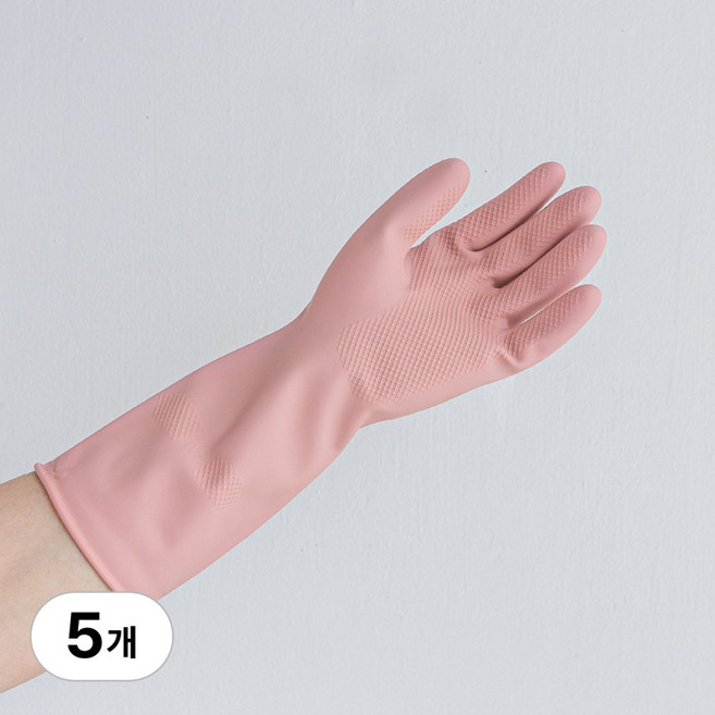 백화상점 천연 라텍스 고무장갑, 파스텔핑크, 중(M), 5개