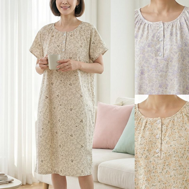 로즈맘 엄마옷 로즈맘 코미순면홈웨어원피스