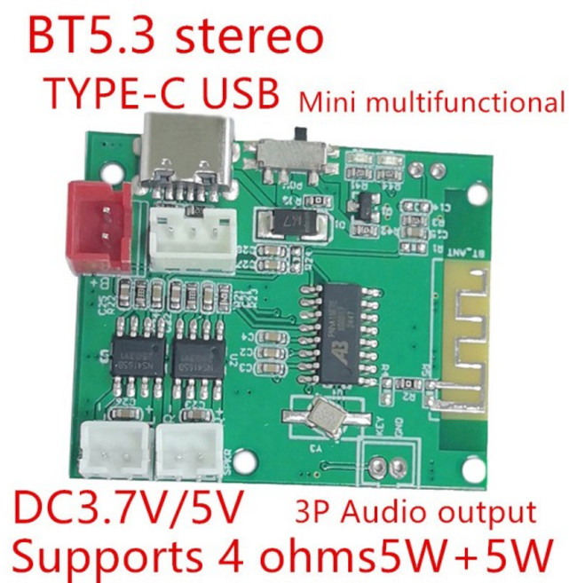 미니 BT5.3 무선 스테레오 5V 5W2 충전식 오디오 앰프 Bt10w 라우드스피커 PCBA 모듈