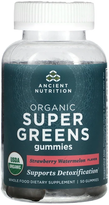 Ancient Nutrition 유기농 슈퍼 그린 구미젤리 딸기 수박 맛 구미젤리 50개 Nutrition (에인션트 뉴트리션), 50 개, 1개 - 쿠팡
