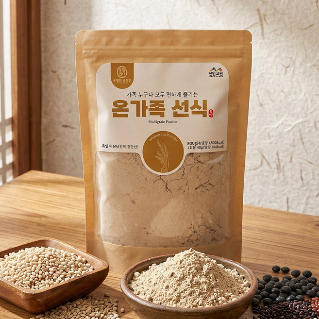 국내산 곡물 미숫가루 든든한 영양간식 온가족 선식 500g 식사대용 흑임자 저당, 1개