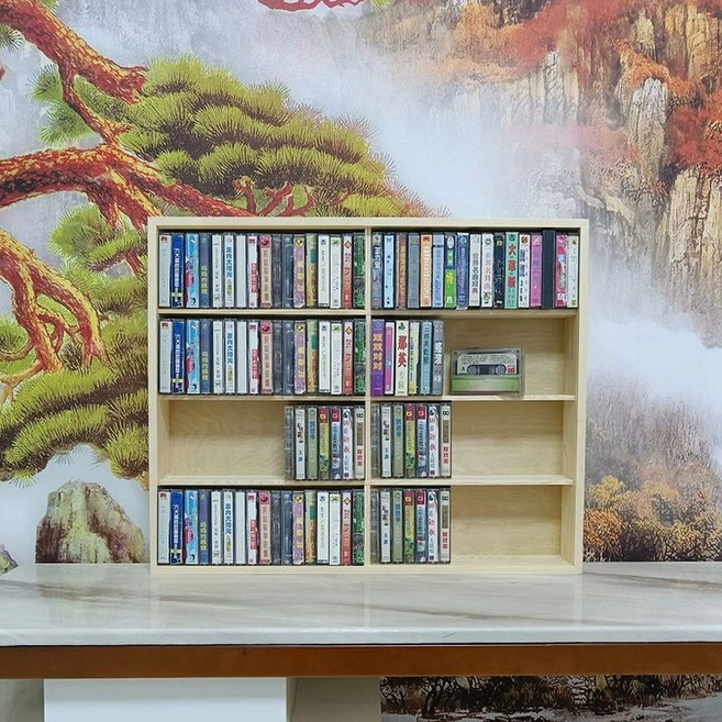 카세트테이프꽂이 보관함 진열 원목 수납장 선반, 로그 4 도어 없는 레이어 카세트 랙