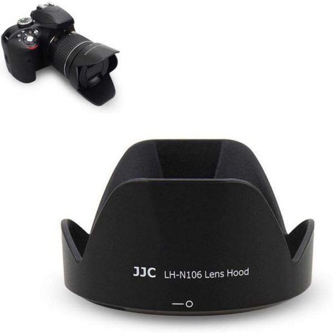 니콘 AFP DX NIKKOR 1855mm f3.55.6G VR 렌즈 및 1 10100mm f45.6 렌즈 HBN106 후드 비네팅 리버스 부착 금지 블랙, Replaces Nikon HB-N106 for 18-, 1개