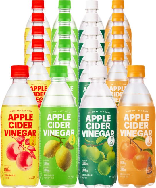 클룹 애사비소다 세트(사과+레몬+매실+감귤), 24개, 500ml