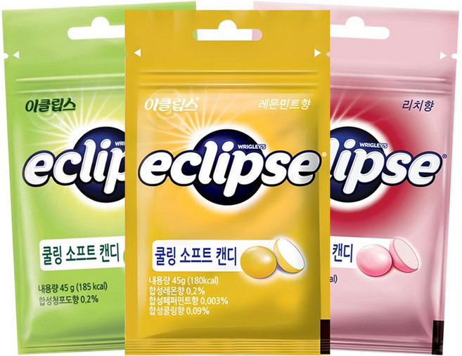 이클립스 쿨링소프트 캔디 3종, 1세트, 45g