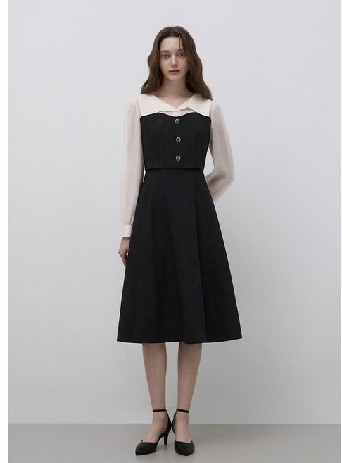 [매장정품] 잇미샤 [26 S/S] 텍스쳐 블록 뷔스티에 원피스 ITQ3WOP360