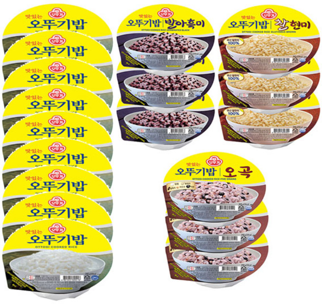 오뚜기밥 4종 18개입(오뚜기밥 9 + 오곡밥 3 + 발아흑미 3 + 찰현미 3), 1개, 210g