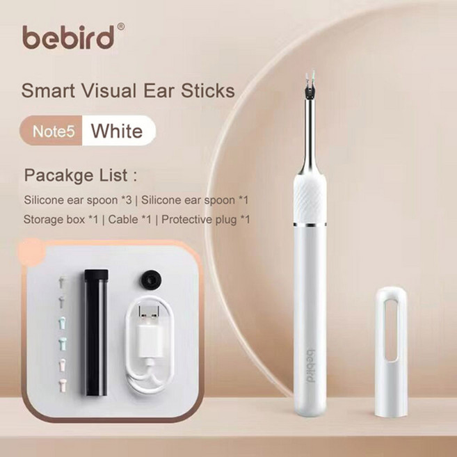 비버드 bebird 내시경 귀이개 무선 스마트 귀파개 LED 조명 Note5, 1개, 화이트