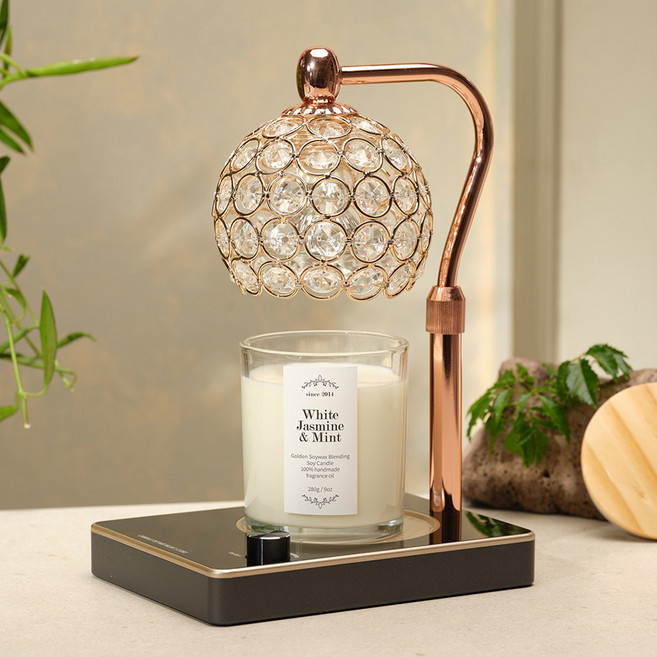 캔들백화점 블링블링 비주 캔들워머+소이 캔들 향초세트, 비주 (로즈골드), 씨솔트유자, 280g