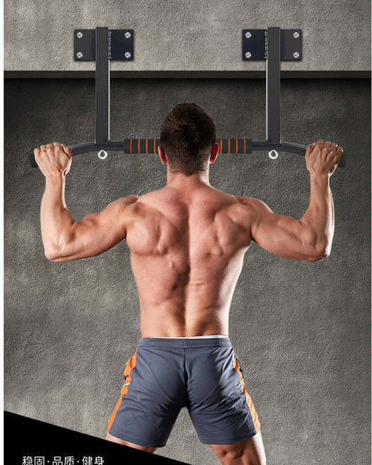 턱걸이운동기구 높이조절 벽부착 가정용철봉 풀업바 헬스기구, 검정색