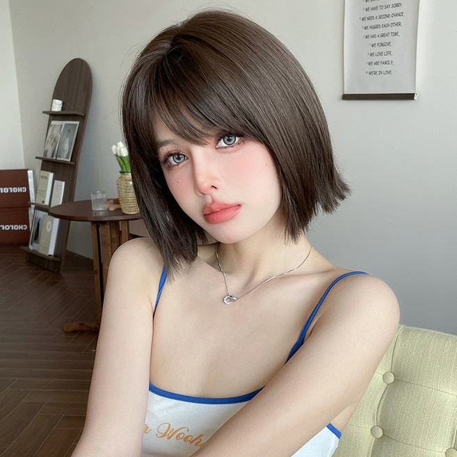 女生短髮假髮 咖啡棕 夏季款式, 1個, 假髮 咖啡棕