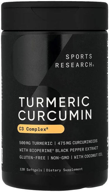 Sports Research Turmeric Curcumin C3 Complex 스포츠 리서치 강황 커큐민 500mg 소프트젤 120정, 1, 1개 - 쿠팡