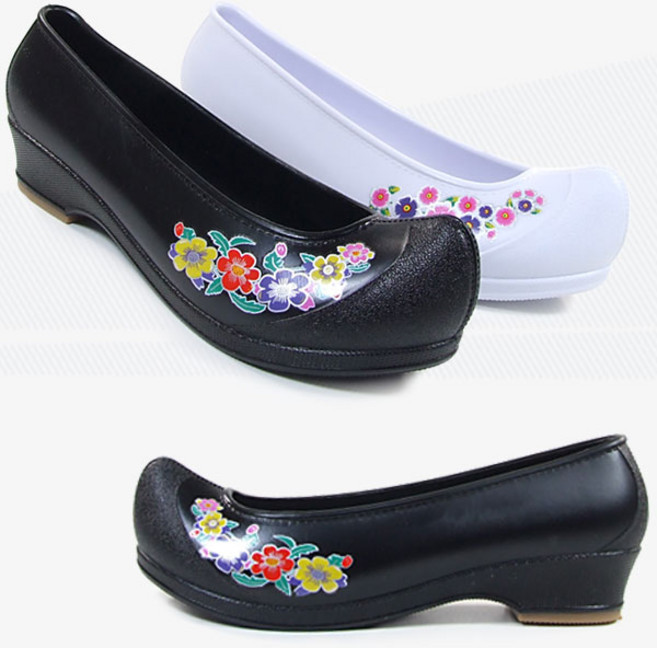 [슈엔몰] 한복고무신 / 225~255 국산 여성 통굽 한복고무신 꽃신발