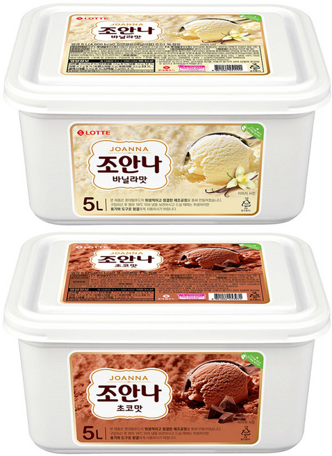 조안나 5리터 2가지맛, 1개, 바닐라 1개 초코1개, 5L
