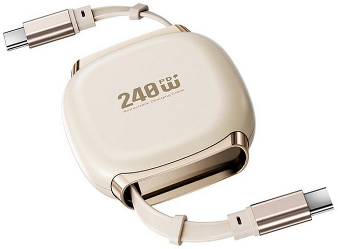Xiwai 접이식 스트레치 코일 플랫 슬림 USB-C 케이블 100cm 480Mbps 240W 고속 충전 타입 C 수-수 전원 및 데이터 코드 옐로우 노트북 휴대폰 태블릿용