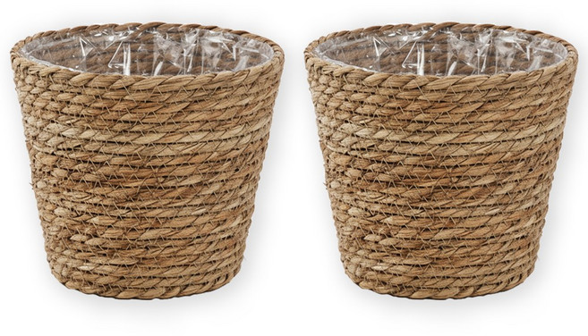 파파가든 라탄바구니 화분커버, 2개, 브라운